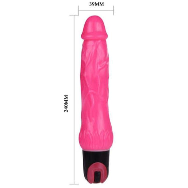 Vibratore Dildo Venato Multispeed in TPR Rosa per Piaceri Intensi